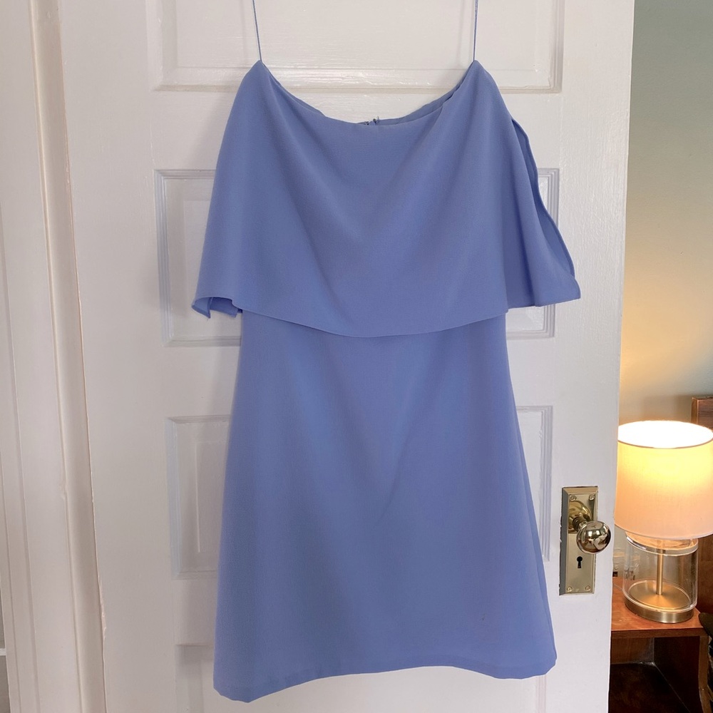 Adrianna Papell Periwinkle Crepe Cape Dress